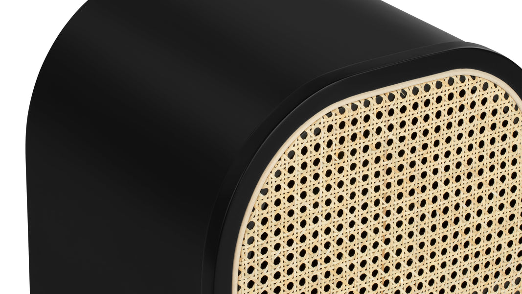 OmaOma - Oma Side Table, Black with Natural Rattan