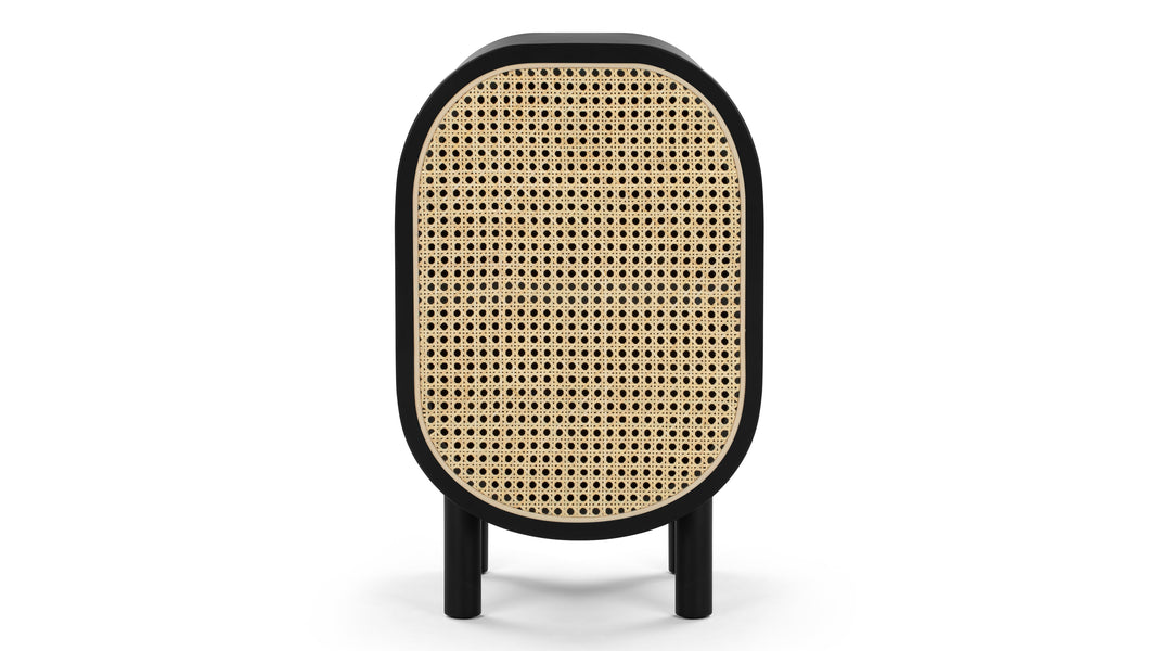 OmaOma - Oma Side Table, Black with Natural Rattan