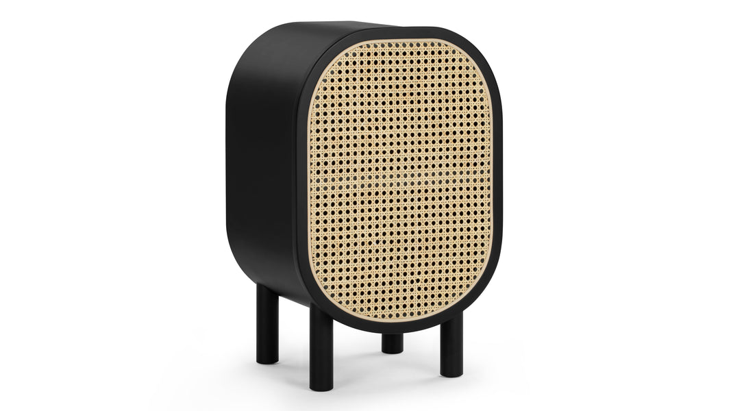 OmaOma - Oma Side Table, Black with Natural Rattan