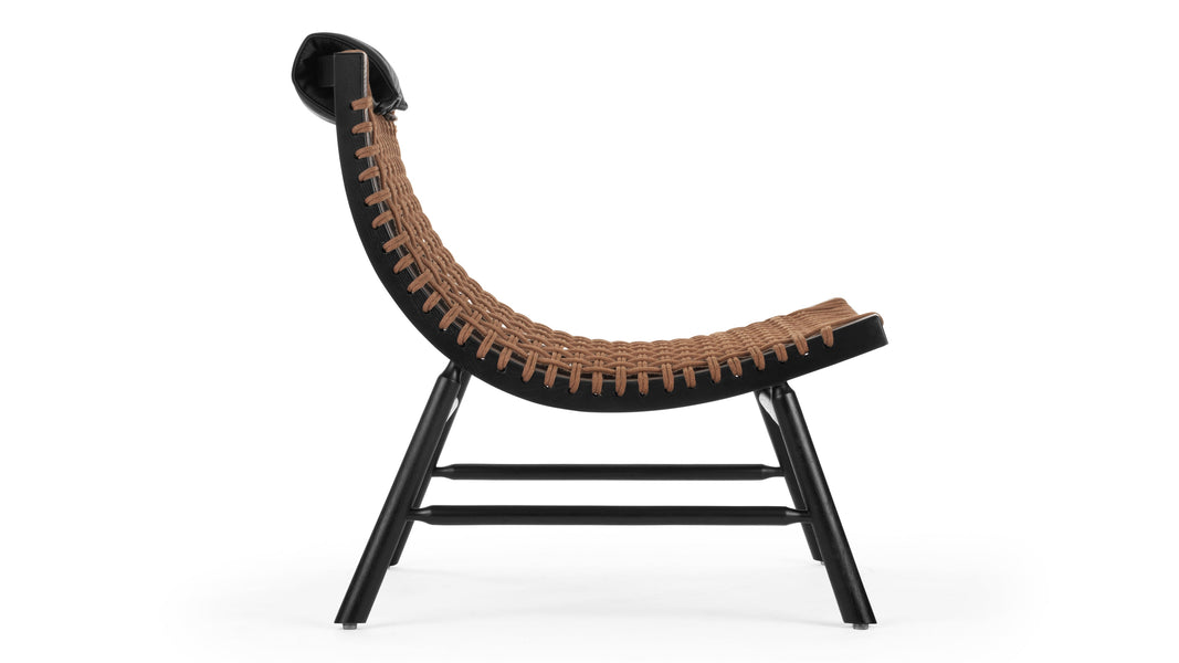 SukoSuko - Suko Lounge Chair, Natural Cord and Ink Black Vegan Leather