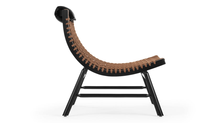 SukoSuko - Suko Lounge Chair, Natural Cord and Ink Black Vegan Leather