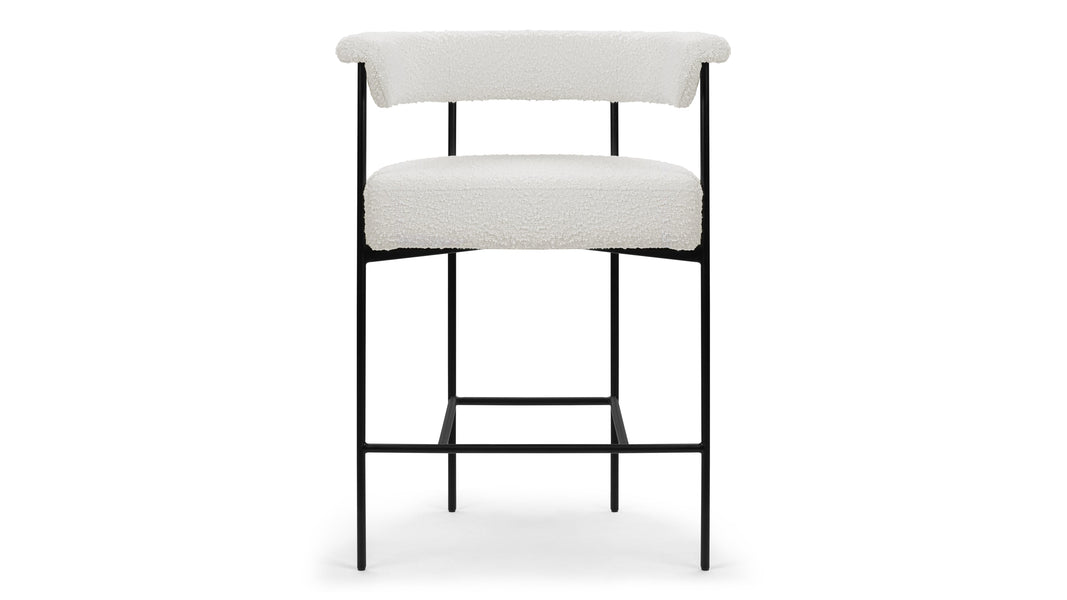 MeiMei - Mei Counter Stool, Warm White Boucle, Seat Height 26.5in