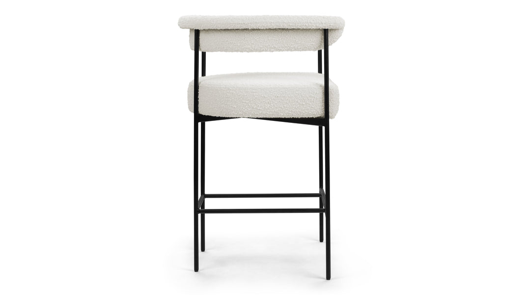 MeiMei - Mei Counter Stool, Warm White Boucle, Seat Height 26.5in
