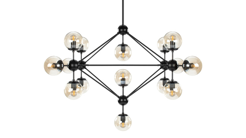 MotoMoto - Moto Chandelier, Large, Smoked Glass and Black