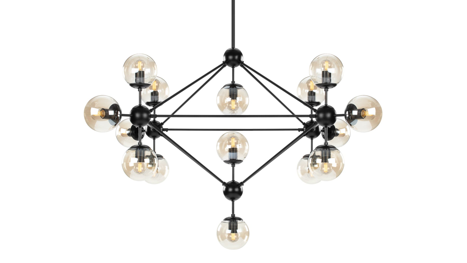 MotoMoto - Moto Chandelier, Large, Smoked Glass and Black