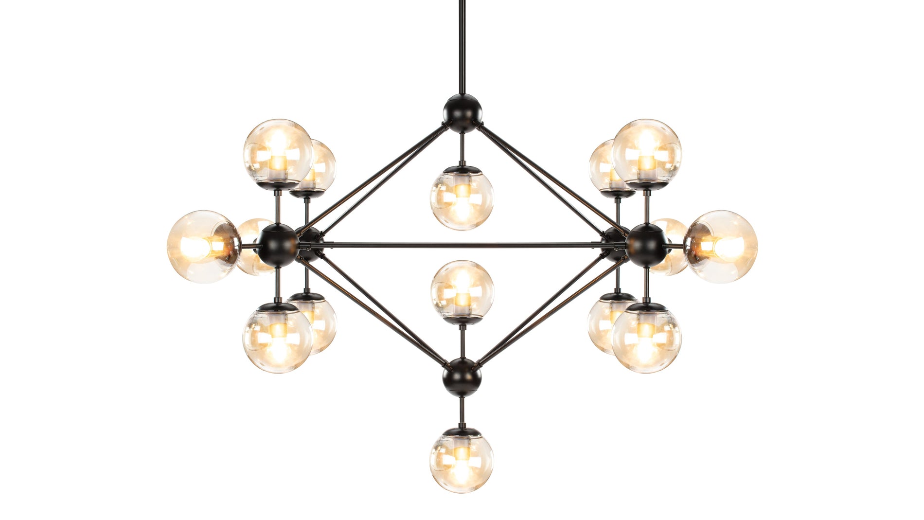 MotoMoto - Moto Chandelier, Large, Smoked Glass and Black