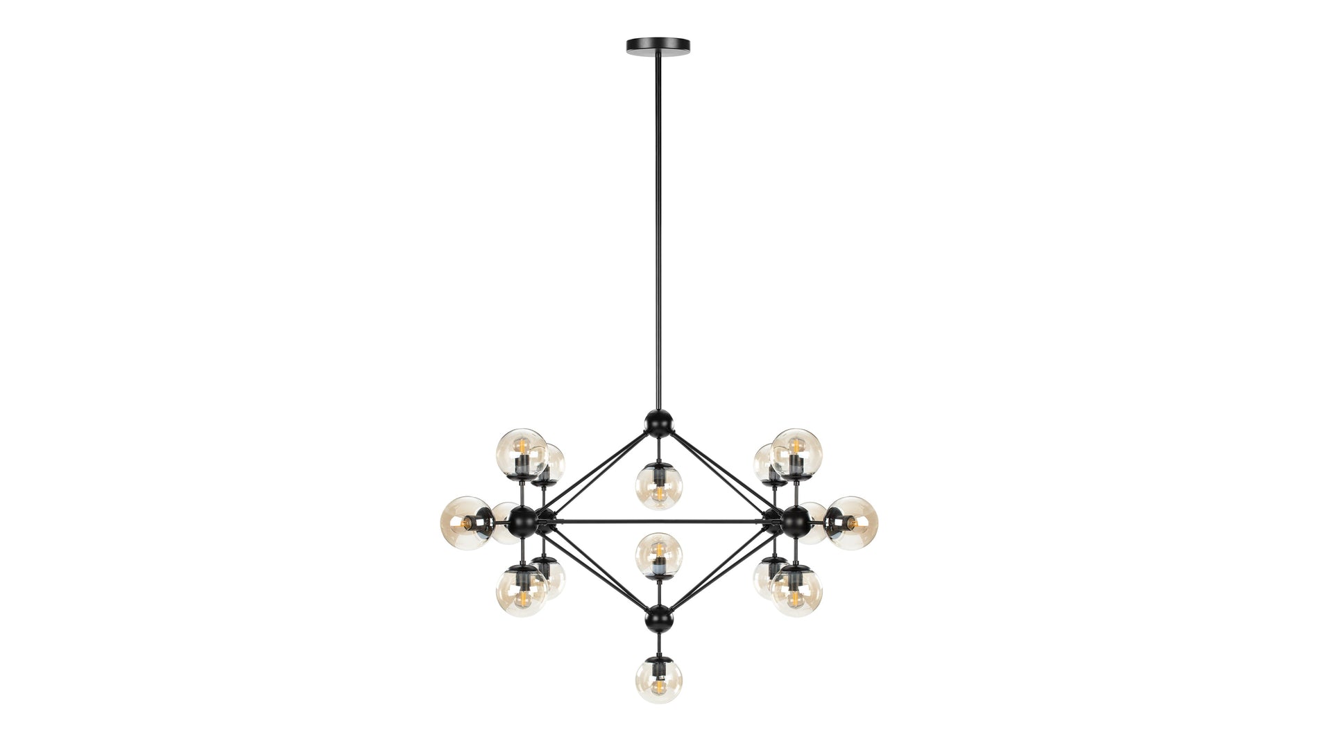 MotoMoto - Moto Chandelier, Large, Smoked Glass and Black