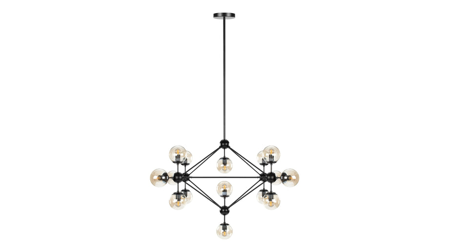 MotoMoto - Moto Chandelier, Large, Smoked Glass and Black