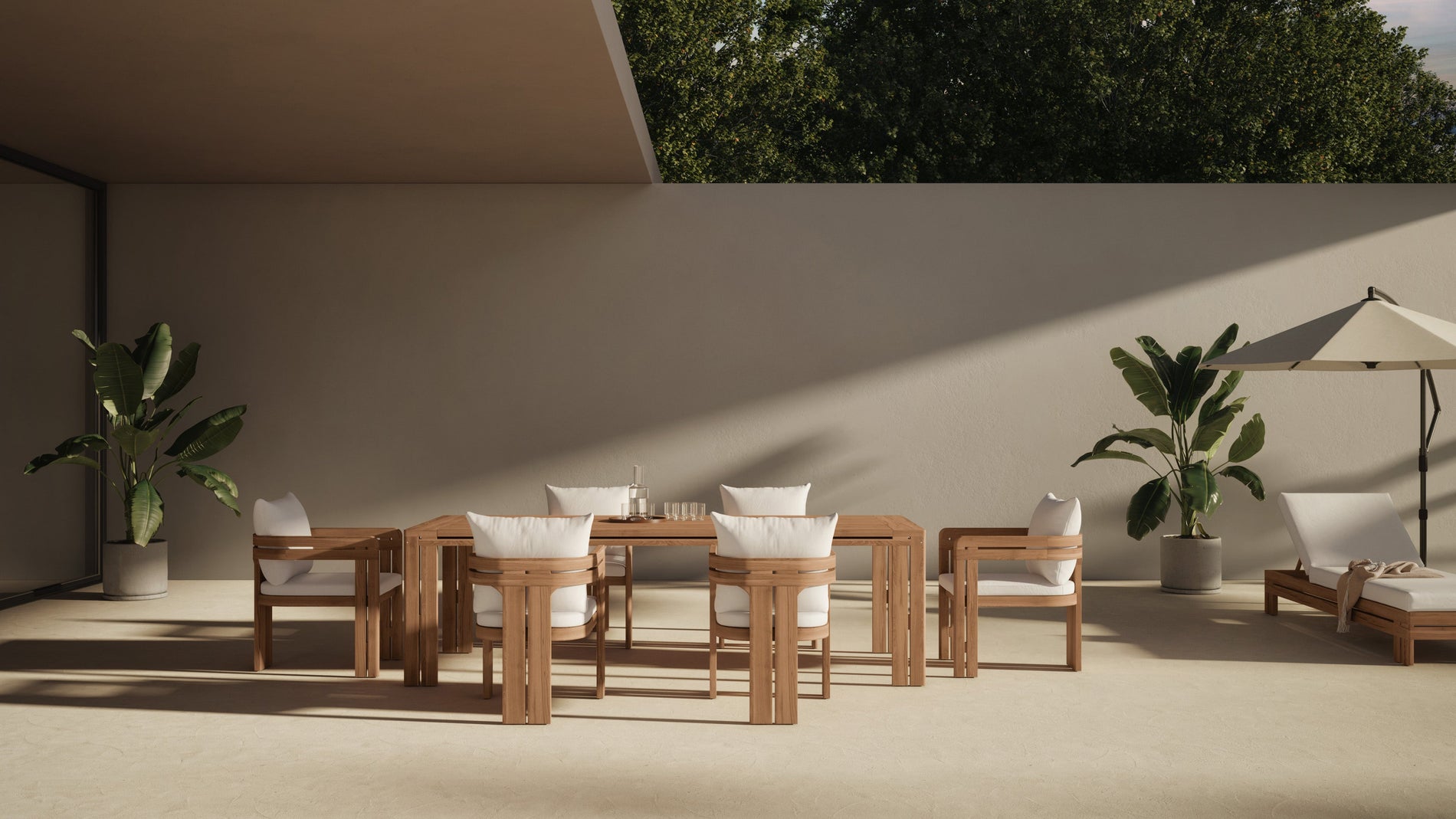 LussoNatural Teak with White Cushions