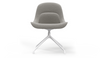 Bloom Chair by Quell Design – a modern Scandinavian-style chair in light grey with a smooth contoured seat upholstered in linen-velvet and eco PU panels. Supported by a sleek black Eiffel-style steel base, this elegant and comfortable chair brings a touch of colour and minimalist sophistication to contemporary interiors, perfect for hospitality, dining, or office settings.