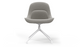 Bloom Chair by Quell Design – a modern Scandinavian-style chair in light grey with a smooth contoured seat upholstered in linen-velvet and eco PU panels. Supported by a sleek black Eiffel-style steel base, this elegant and comfortable chair brings a touch of colour and minimalist sophistication to contemporary interiors, perfect for hospitality, dining, or office settings.