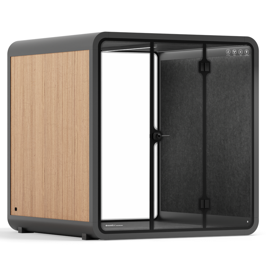 Meeting Booth Quell - 6 PersonWooden / Dark Grey / No Furniture