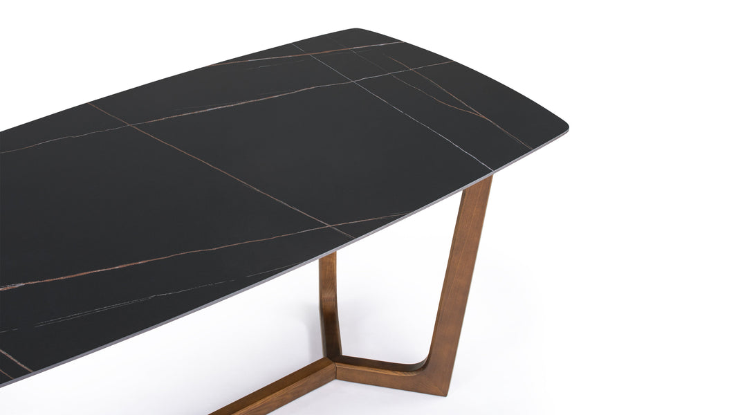 DevonDevon - Devon Dining Table, Walnut and Black Ceramic, 178cm