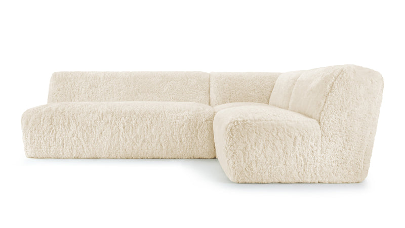 IonaIona - Iona Sectional, Right Corner, White Long Hair Sherpa
