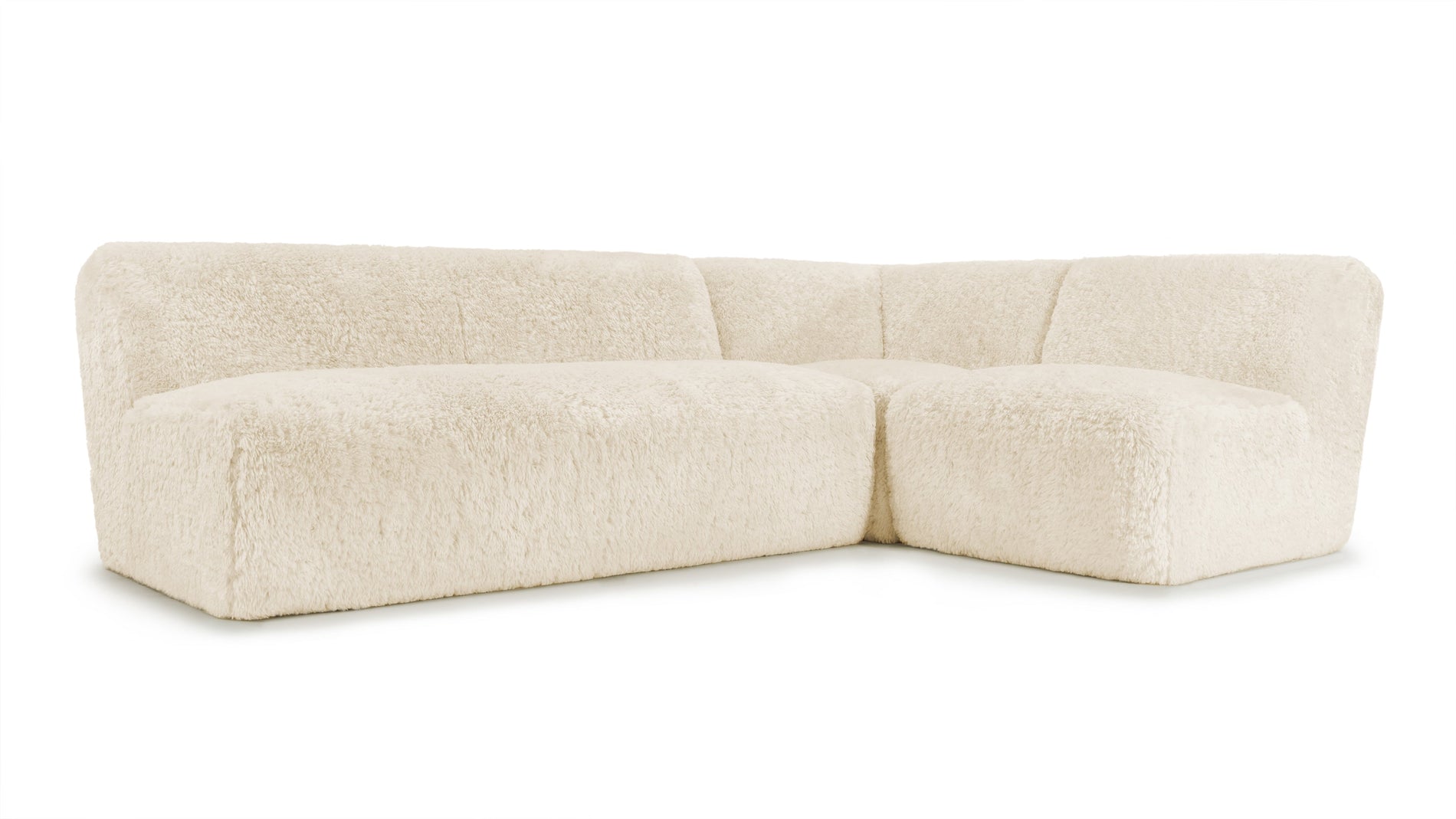 IonaIona - Iona Sectional, Right Corner, White Long Hair Sherpa