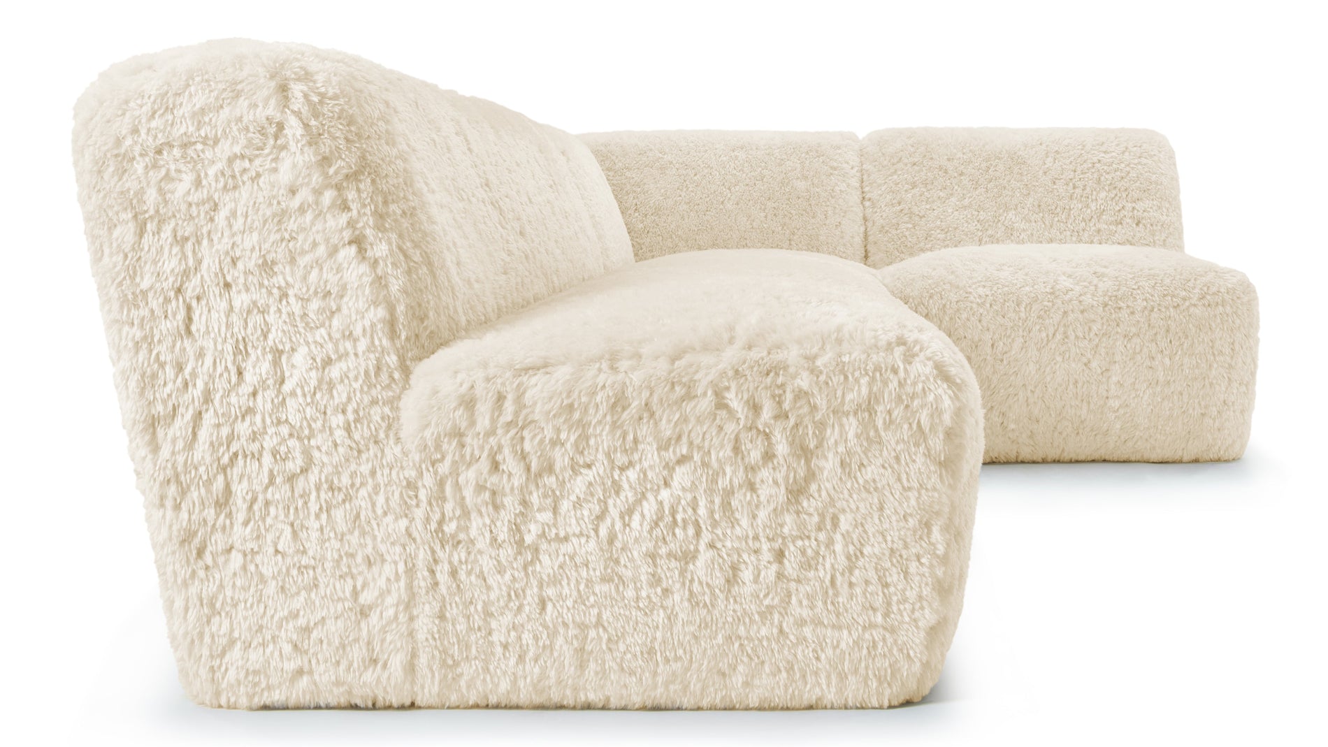 IonaIona - Iona Sectional, Right Corner, White Long Hair Sherpa