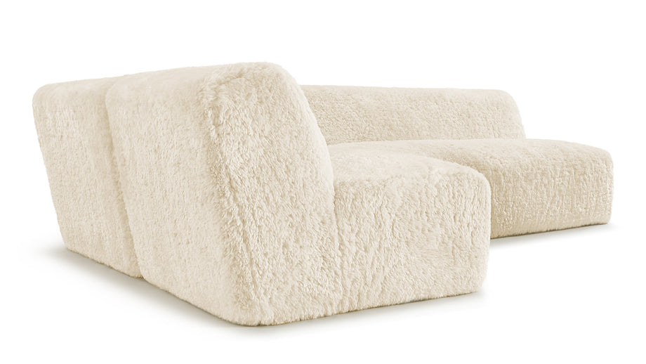 IonaIona - Iona Sectional, Left Corner, White Long Hair Sherpa