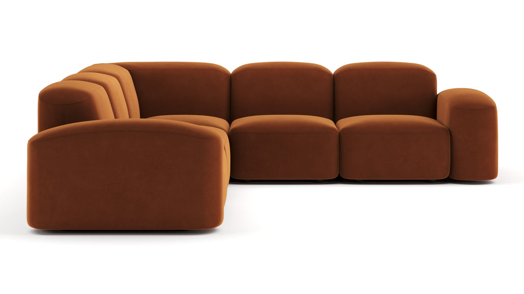 MuseMuse - Muse Sectional, Large Left Corner, Burnt Orange Velvet