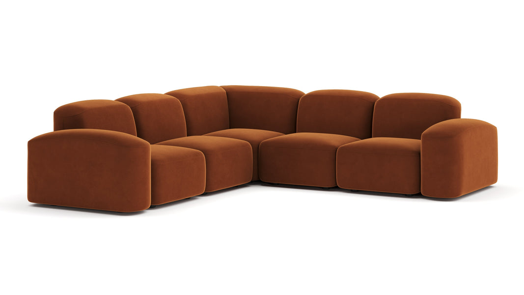 MuseMuse - Muse Sectional, Large Left Corner, Burnt Orange Velvet