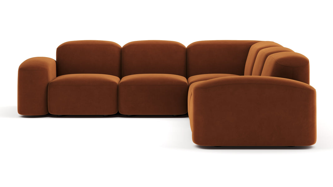 MuseMuse - Muse Sectional, Large Left Corner, Burnt Orange Velvet