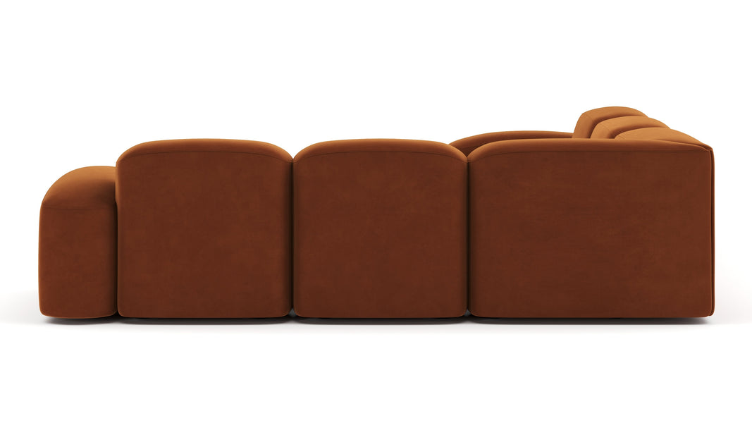 MuseMuse - Muse Sectional, Large Left Corner, Burnt Orange Velvet