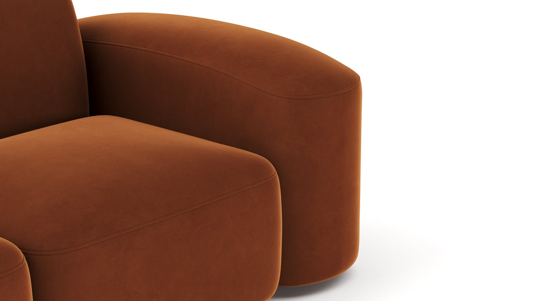 MuseMuse - Muse Sectional, Large Right Corner, Burnt Orange Velvet