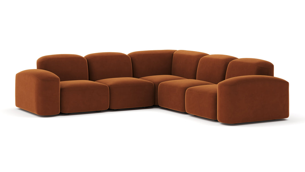 MuseMuse - Muse Sectional, Large Right Corner, Burnt Orange Velvet