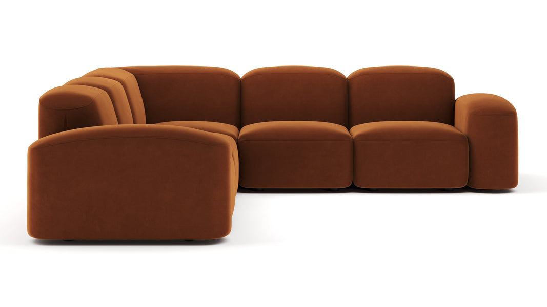 MuseMuse - Muse Sectional, Large Right Corner, Burnt Orange Velvet