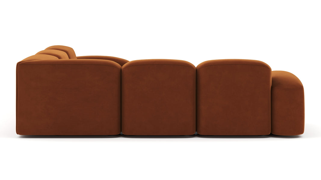 MuseMuse - Muse Sectional, Large Right Corner, Burnt Orange Velvet