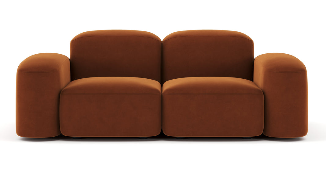 MuseMuse - Muse Two Seater Sofa, Burnt Orange Velvet