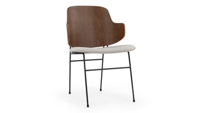 The Penguin - The Penguin - The Penguin Dining Chair, Wheat Gray Cashmere Wool and Walnut - Image 2