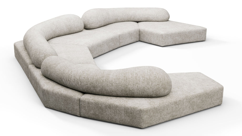 On the RocksOn the Rocks - On the Rocks Sofa, U Shape, Dove Textured Chenille