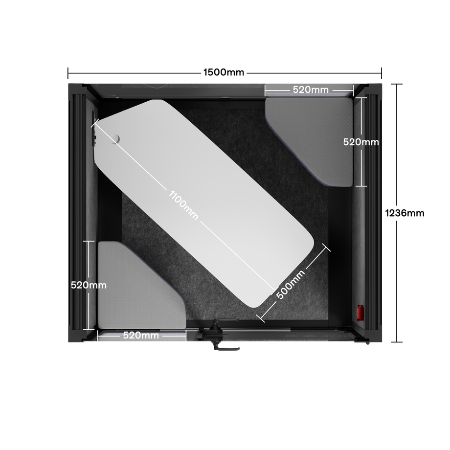 Office Phone Booth Quell - 2 PersonWooden / Dark Gray / Meeting Room + Table + Corner Stool