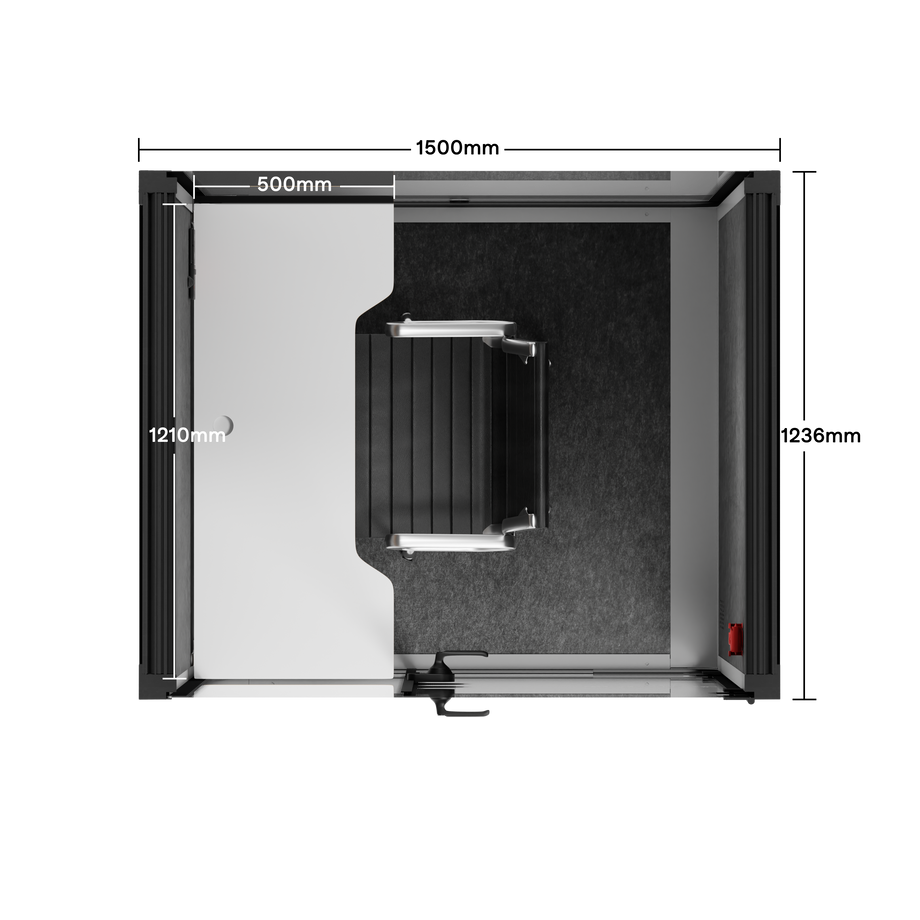 Office Phone Booth Quell - 2 PersonLight Grey / Dark Gray / Work Station + Designer Office Chair