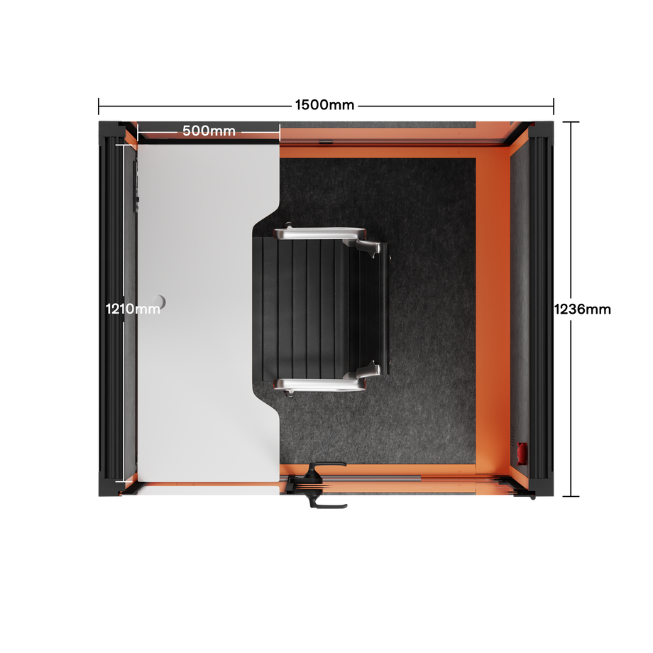 Office Phone Booth Quell - 2 PersonOrange / Dark Gray / Work Station + Designer Office Chair