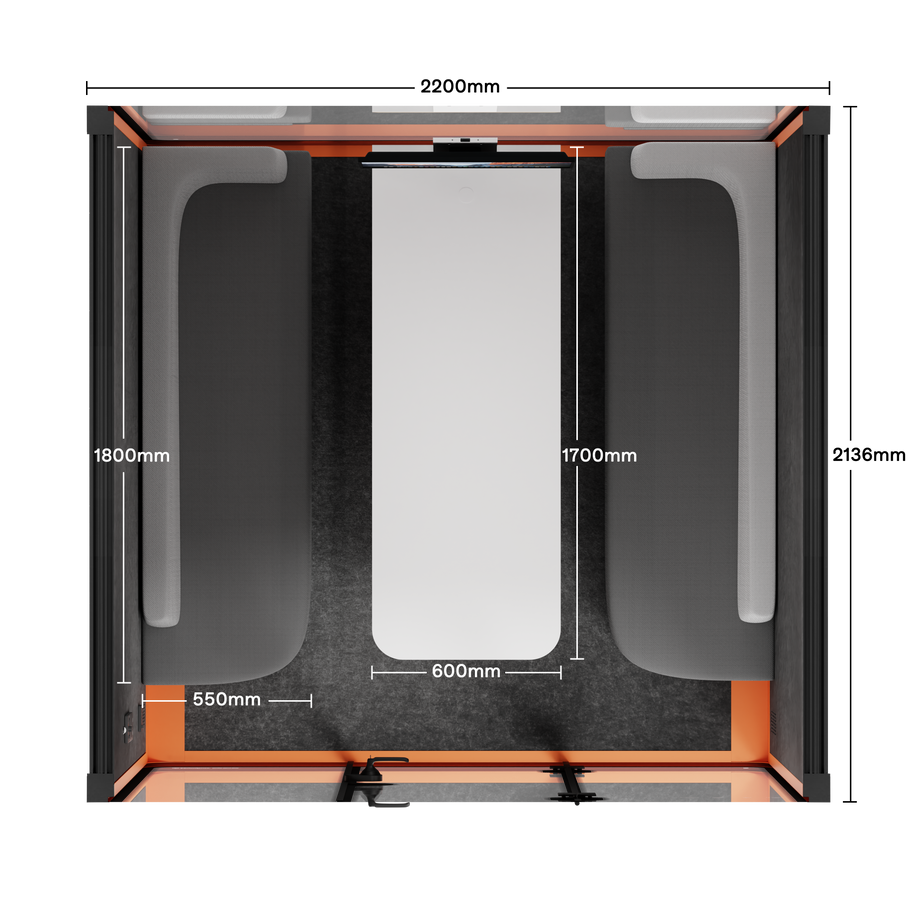 Meeting Booth Quell - 6 PersonOrange / Dark Grey / Furniture Set 1