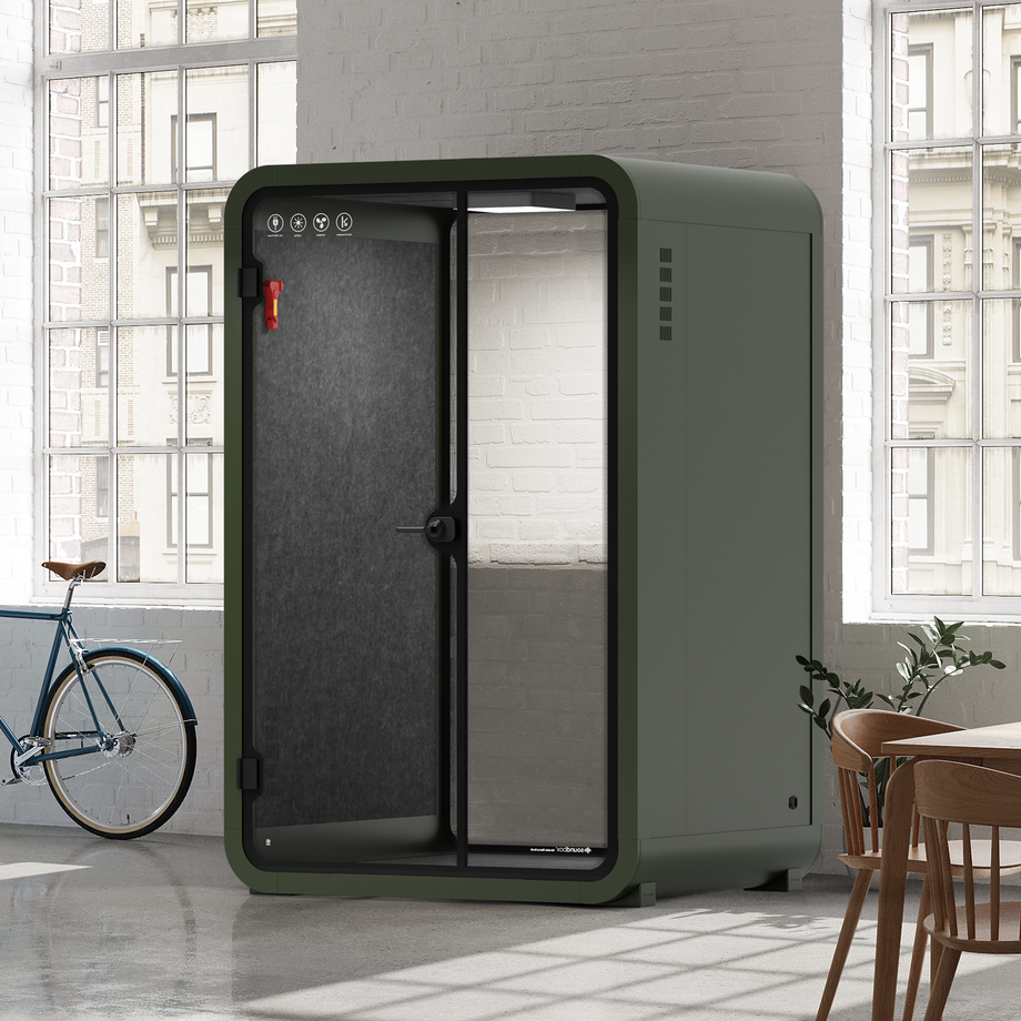 Office Phone Booth Quell - 2 PersonGreen / Dark Gray / No Furniture