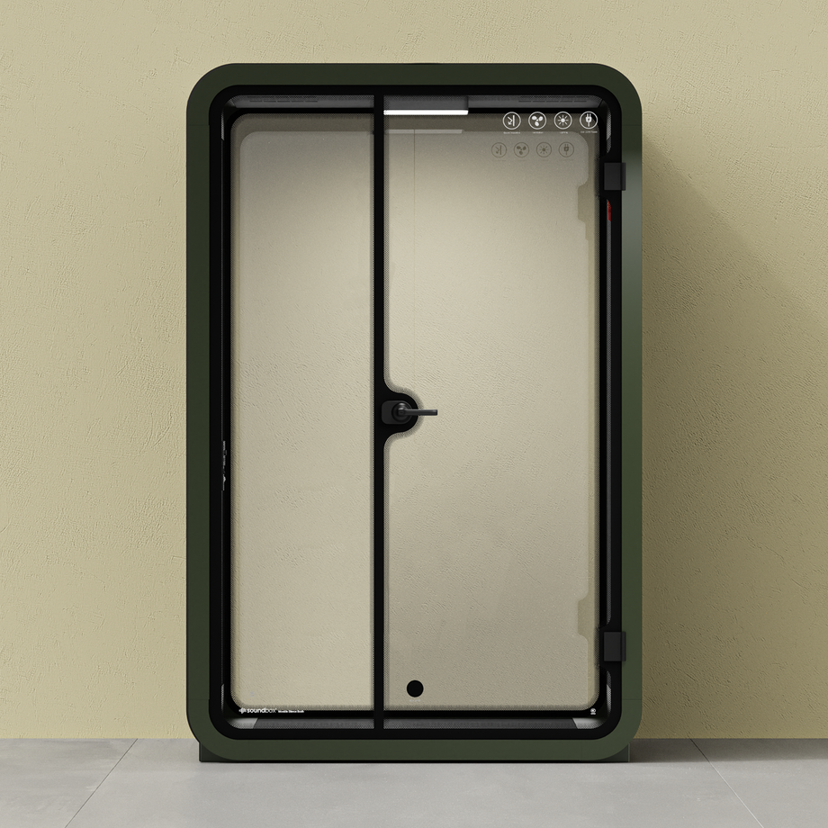 Office Phone Booth Quell - 2 PersonGreen / Dark Gray / No Furniture