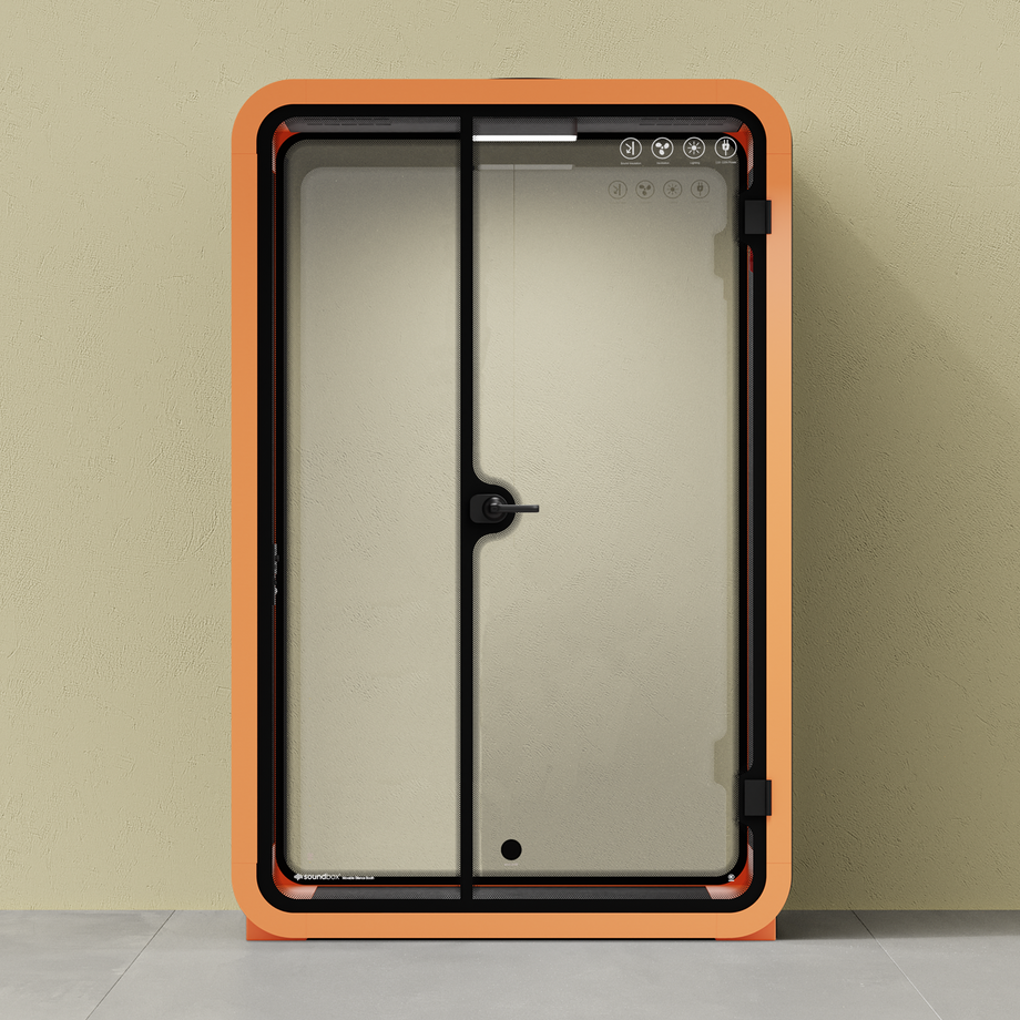 Office Phone Booth Quell - 2 PersonOrange / Dark Gray / No Furniture