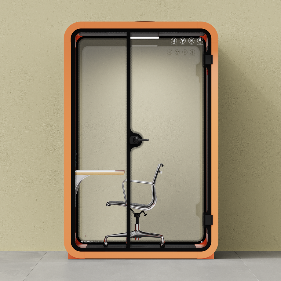 Office Phone Booth Quell - 2 PersonOrange / Dark Gray / Work Station + Designer Office Chair