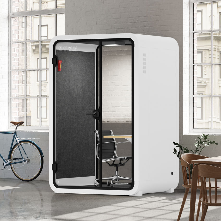 Office Phone Booth Quell - 2 PersonWhite / Dark Gray / Work Station + Designer Office Chair