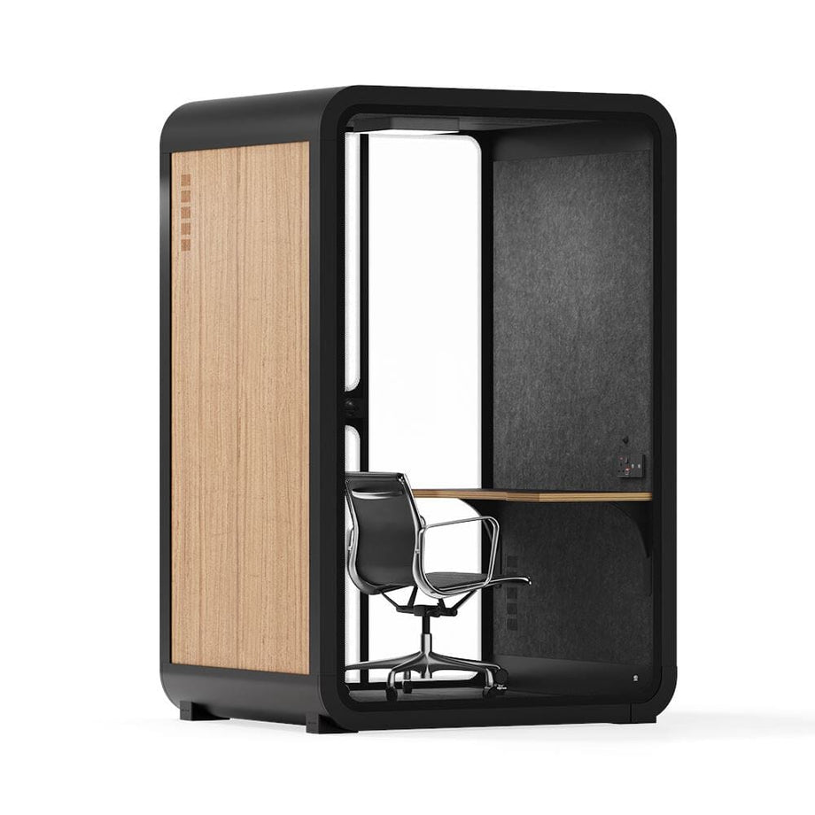 Office Phone Booth Quell - 2 PersonWooden / Dark Gray / Work Station + Designer Office Chair