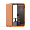 Quell - CoWorker - 1-2 Person Pod Sound Booth Sound Booth Store Orange Dark Gray Meeting Room + Table + Corner Stool