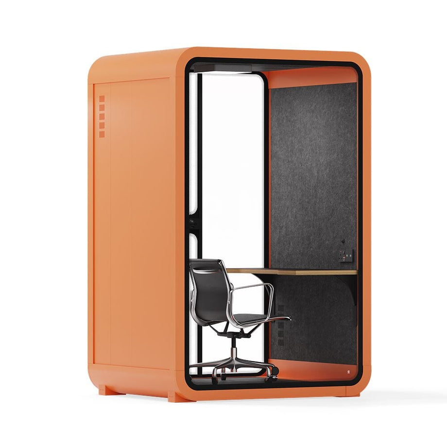 Office Phone Booth Quell - 2 PersonOrange / Dark Gray / Work Station + Designer Office Chair