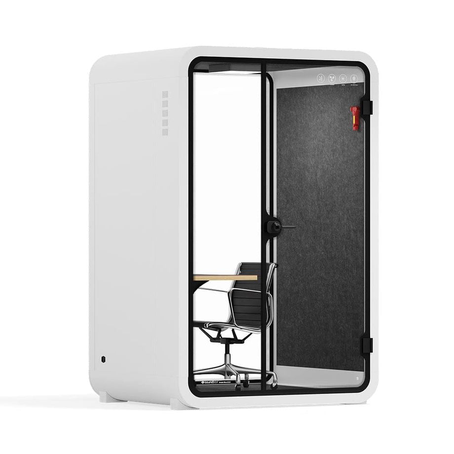 Office Phone Booth Quell - 2 PersonWhite / Dark Gray / Work Station + Designer Office Chair