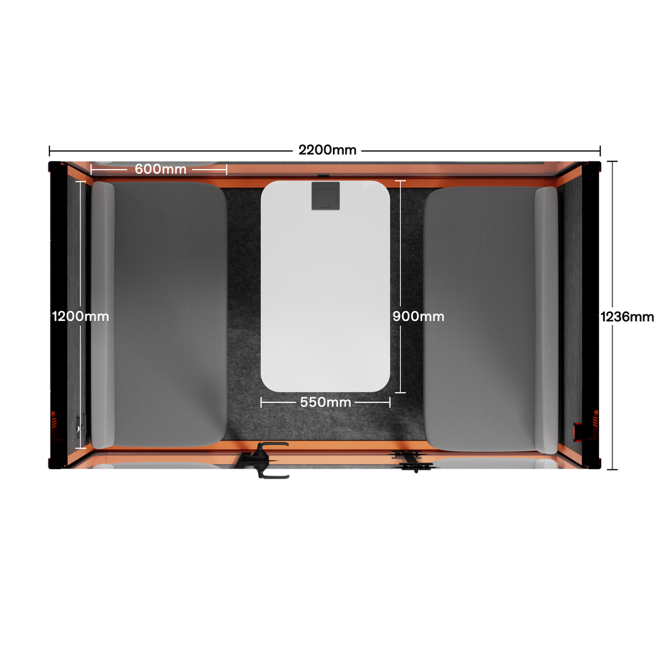 Quell Demi Booth 2+Orange / Dark Grey / Furniture Set 1