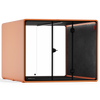Quell Max Orange by Soundbox Store – modern office pod with soundproof panels, LED lighting, and a sleek orange exterior