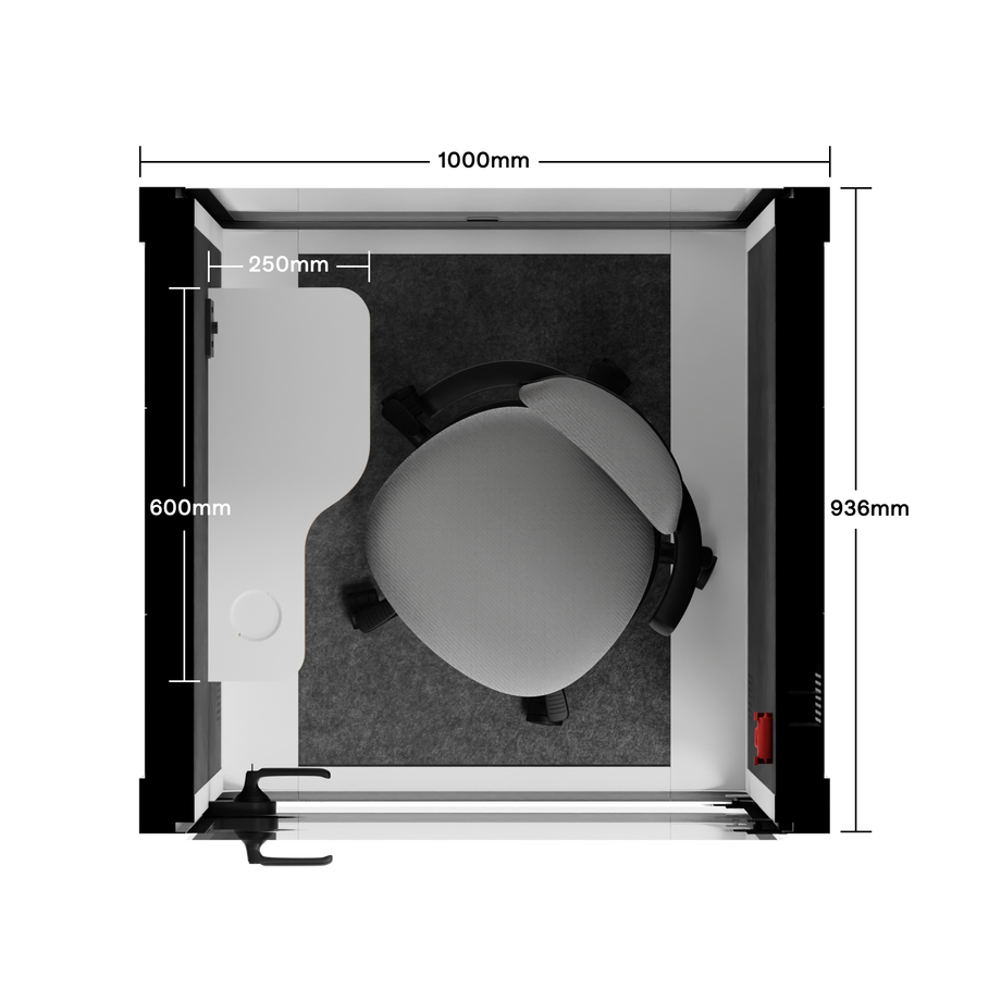 Kontorpod Quell Akustisk White / With Furniture / Dark Grey