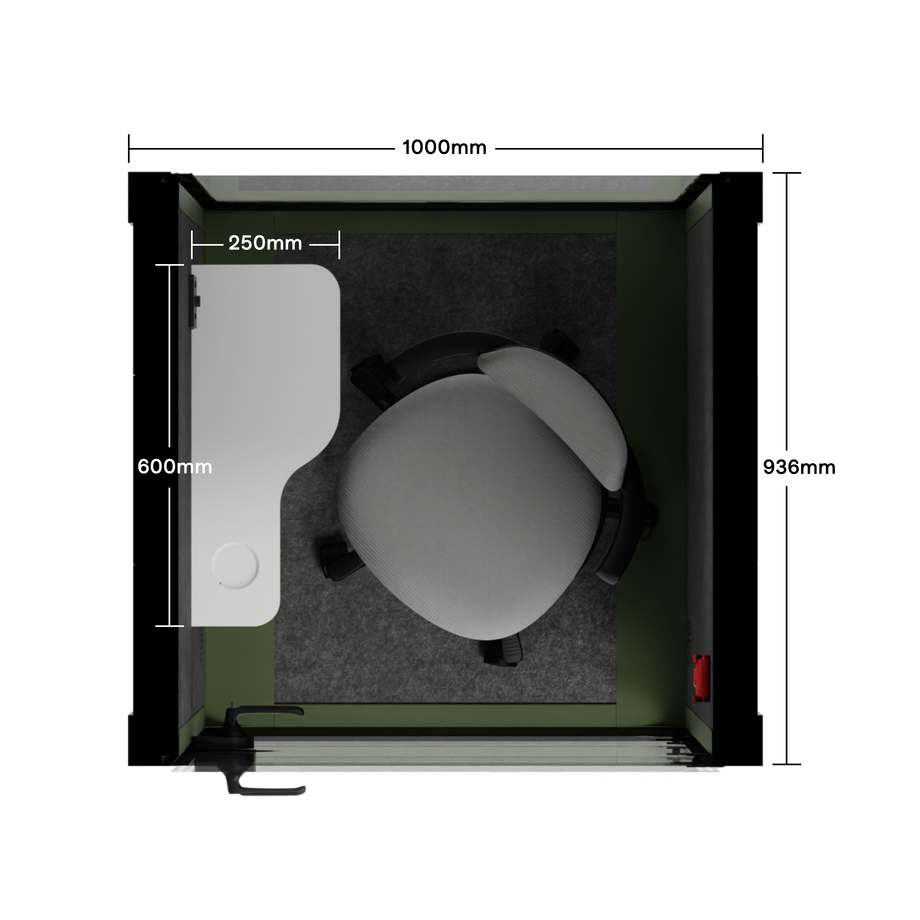 Kontorpod Quell Akustisk Green / With Furniture / Dark Grey