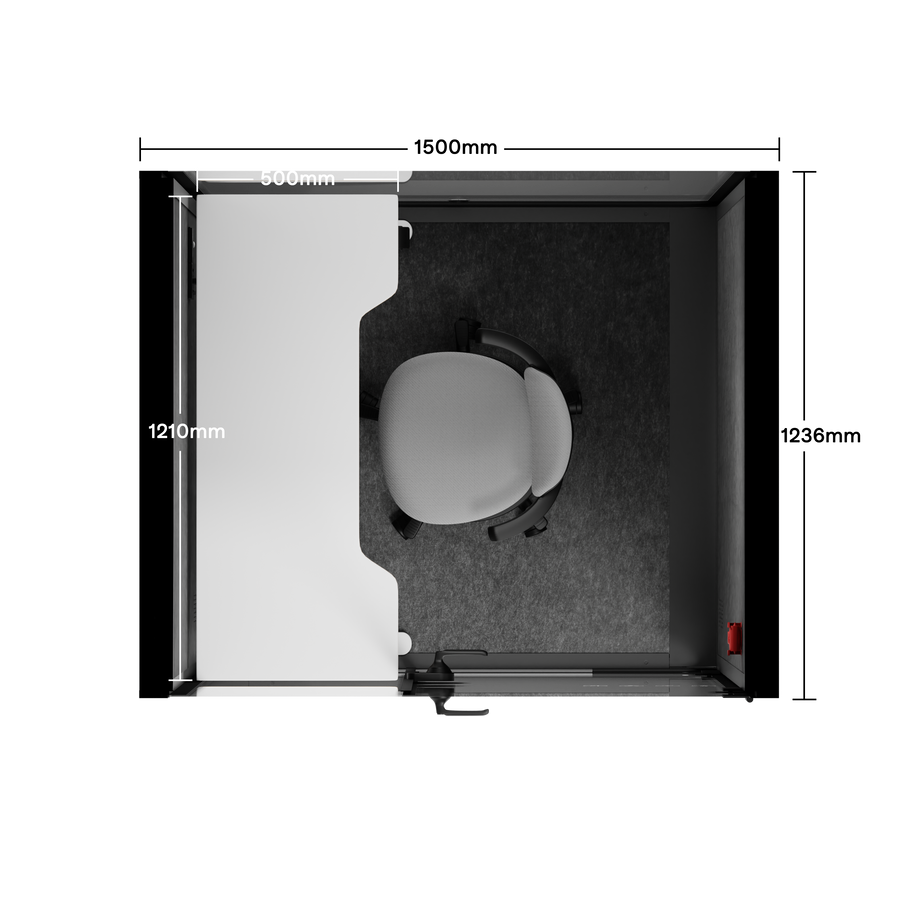 Office Phone Booth Quell - 2 PersonCharcoal / Dark Gray / Electric Adjustable Work Station + Stool